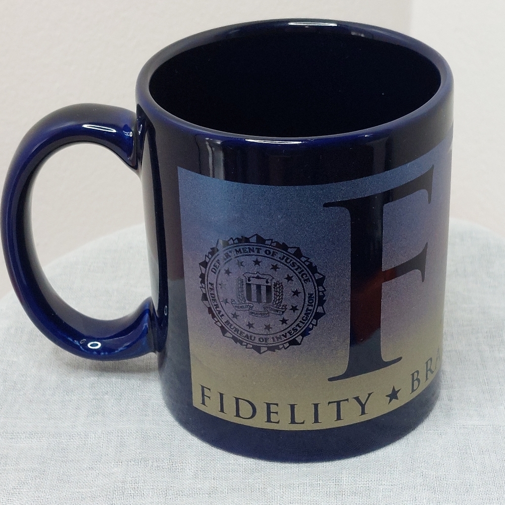FBI Fidelity Bravery Integrity 12 oz Cobalt Blue Coffee Mug